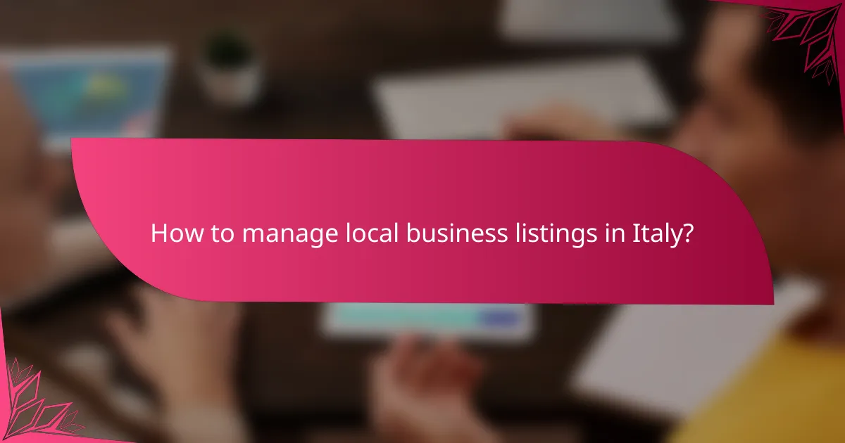 How to manage local business listings in Italy?