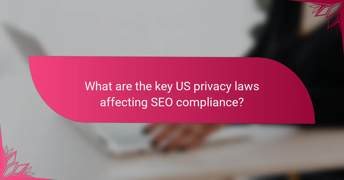 What are the key US privacy laws affecting SEO compliance?