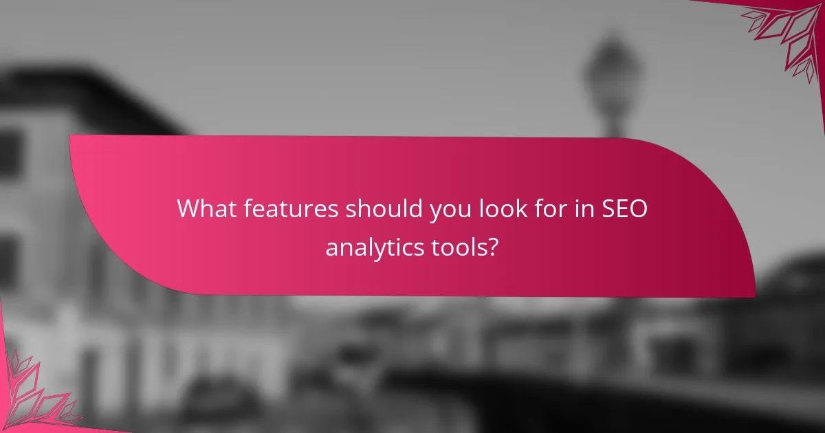 What features should you look for in SEO analytics tools?